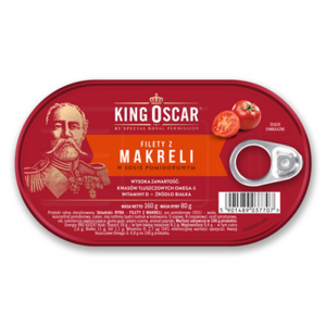 King Oscar Filety z Makreli w Sosie Pomidorowym w Puszce bez Ości - 160 g X16
