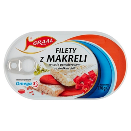 GRAAL Filety z Makreli w Puszce w Sosie Pomidorowym ze Słodkim Chili 170 g