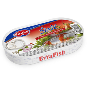 EVRAFISH śledź w sosie pomidorowym 170 g