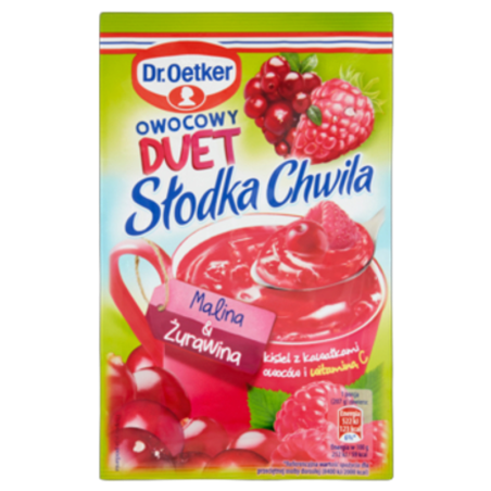 Dr. Oetker Słodka Chwila Owocowy Duet Malina & Żurawina Kisiel z kawałkami owoców 32 g