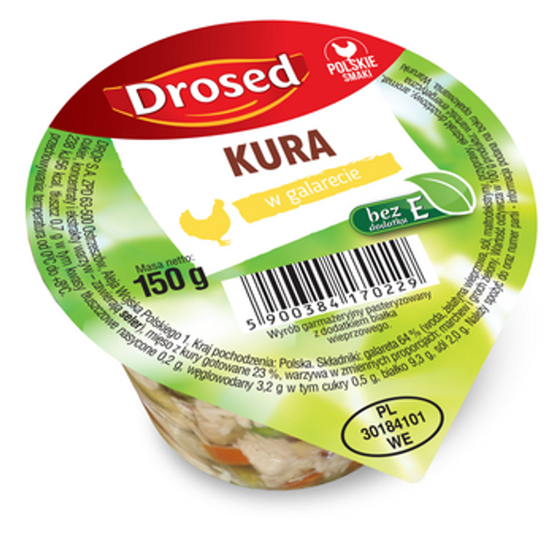 Kura w galarecie bez E 150 g Drosed