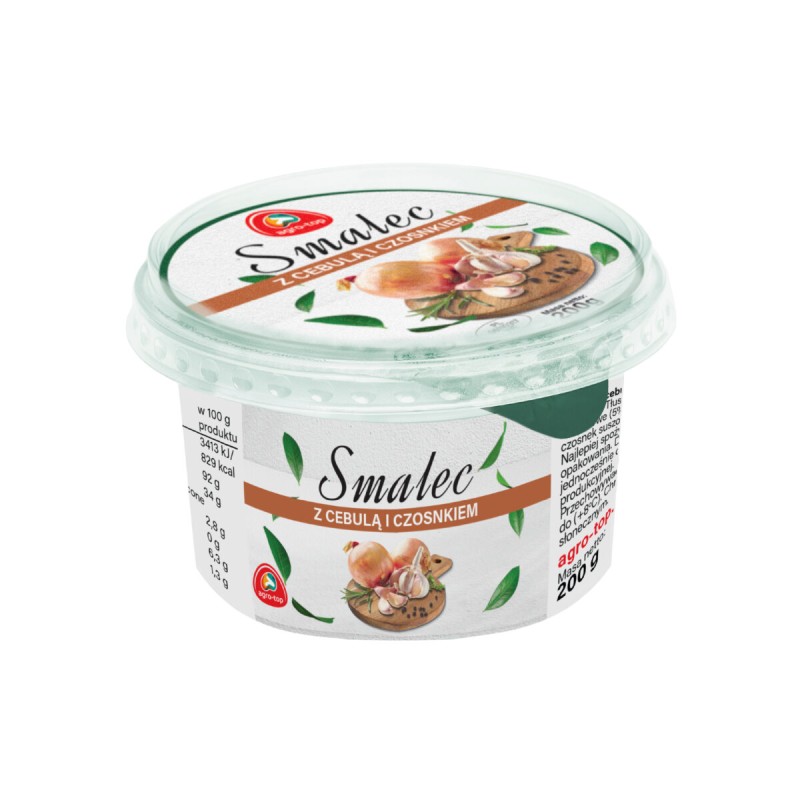 Smalec z cebulą i czosnkiem 200g Agro-Top