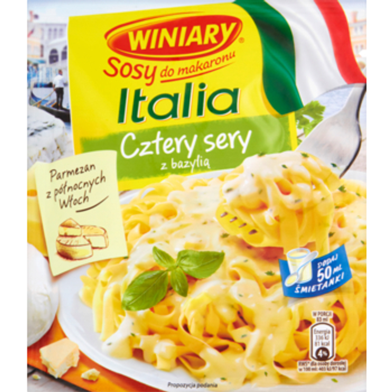 WINIARY Sosy do makaronu Italia cztery sery z bazylią 37g