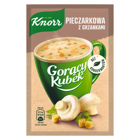Knorr Gorący Kubek Pieczarkowa z grzankami 15g