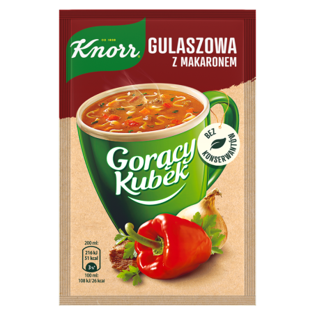 Knorr Gorący Kubek - Gulaszowa z Makaronem Zupa Instant w Proszku 16g