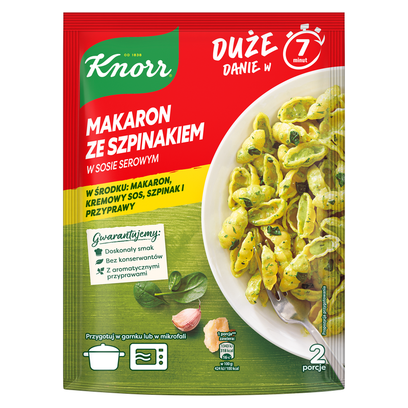 Knorr Makaron ze szpinakiem w sosie serowym 160g