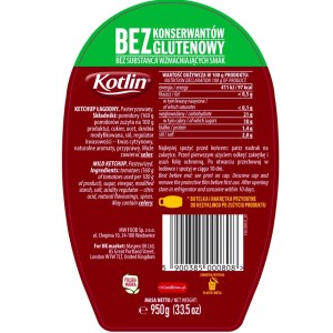 Ketchup Łagodny XXL w Butelce Bez konserwantów i Glutenu - Kotlin 950 g X6