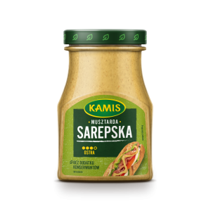 Kamis Musztarda Sarepska z Gorczycą w Słoiku do Mięs Wędlin Lekko Ostra 185g X8