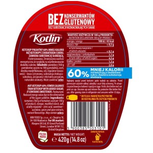 Kotlin Ketchup pikantny 60% mniej kalorii 420 g X6