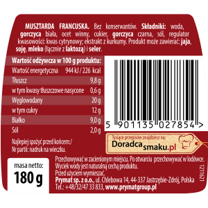 Musztarda francuska 180g Prymat