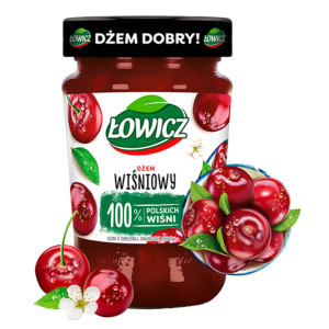 Łowicz Dżem Wiśniowy o Obniżonej Zawartości Cukrów - Szklany Słoik 450 g
