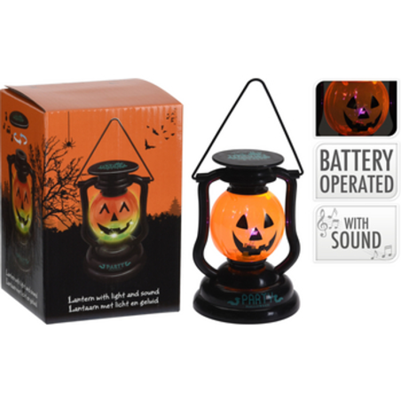 Lampion halloween ze światłem i dźwiękiem wys.14CM