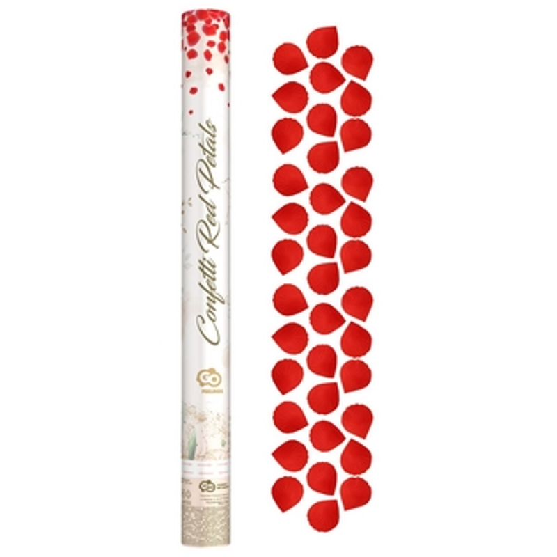 Konfetti pneumatyczne Płatki Róż, czerwone, tekstylne / 60 cm
