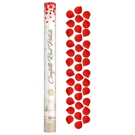 Konfetti pneumatyczne Płatki Róż, czerwone, tekstylne / 60 cm