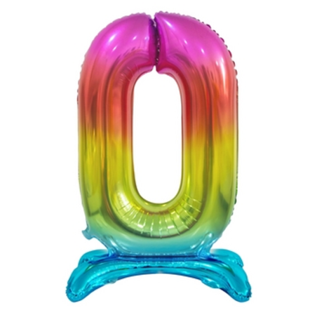 Balon foliowy Beauty&Charm Cyfra stojąca 0, tęczowa, 74 cm