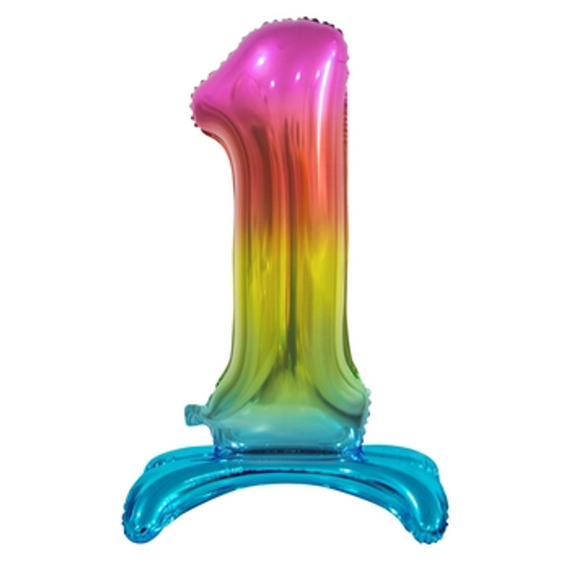 Balon foliowy Beauty&Charm Cyfra stojąca 1, tęczowa, 74 cm