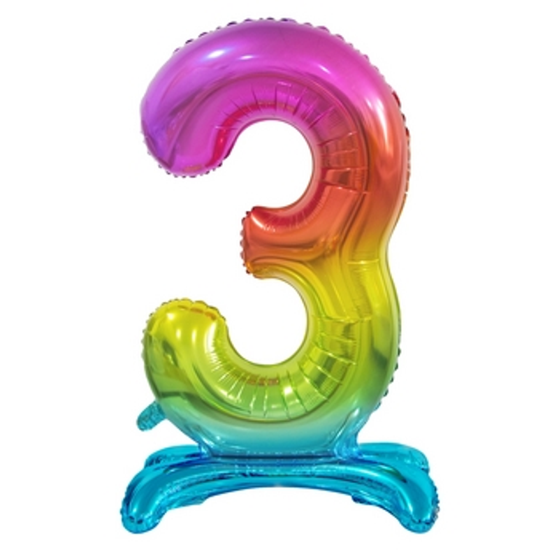 Balon foliowy Beauty&Charm Cyfra stojąca 3, tęczowa, 74 cm