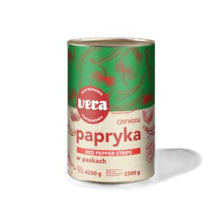 Papryka czerwona konserwowa w paskach, w zalewie 4250/2300 g Vera