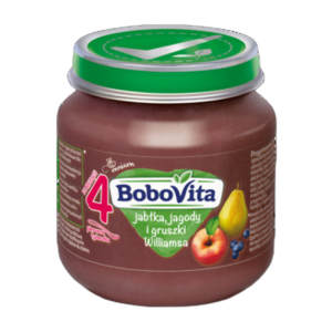 BoboVita Jabłka jagody i gruszki Williamsa po 4 miesiącu 125 g