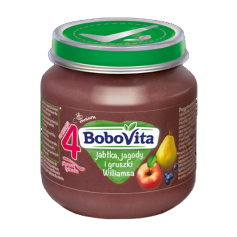 BoboVita Jabłka jagody i gruszki Williamsa po 4 miesiącu 125 g