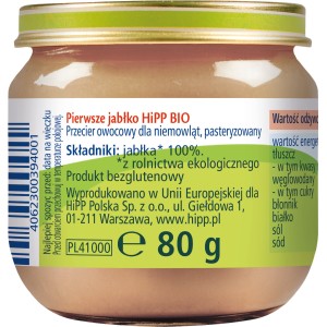 HiPP BIO od pokoleń, Pierwsze jabłko, po 4. m-cu, 80 g