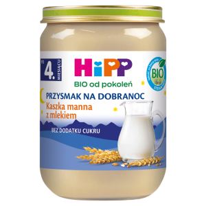 HiPP BIO Przysmak na Dobranoc Kaszka manna z mlekiem po 4. miesiącu 190 g