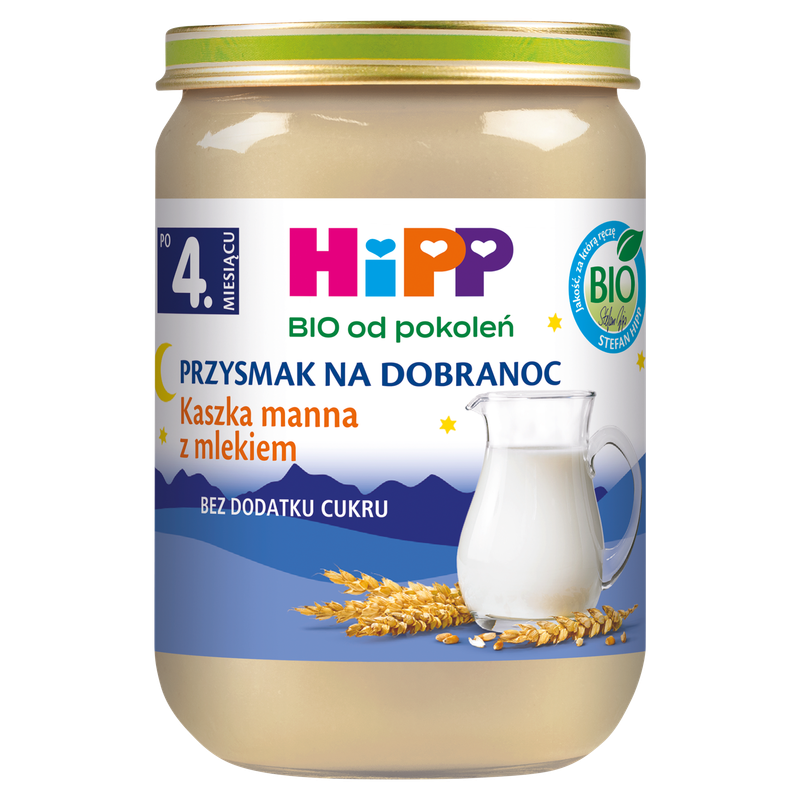 HiPP BIO Przysmak na Dobranoc Kaszka manna z mlekiem po 4. miesiącu 190 g