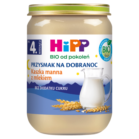 HiPP BIO Przysmak na Dobranoc Kaszka manna z mlekiem po 4. miesiącu 190 g