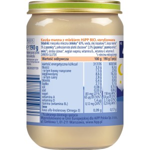 HiPP BIO Przysmak na Dobranoc Kaszka manna z mlekiem po 4. miesiącu 190 g