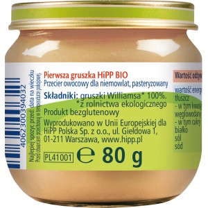 HiPP BIO od pokoleń, Pierwsza gruszka, po 4. m-cu, 80 g