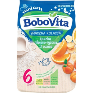 BoboVita Smaczna Kolacja Kaszka mleczno-ryżowa 3 owoce po 6 miesiącu 230 g