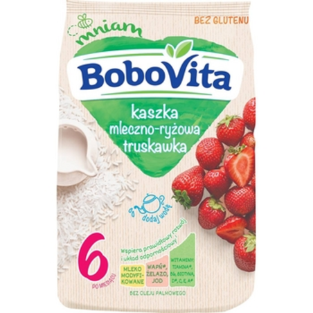 BoboVita Kaszka mleczno-ryżowa truskawka po 6 miesiącu 230 g