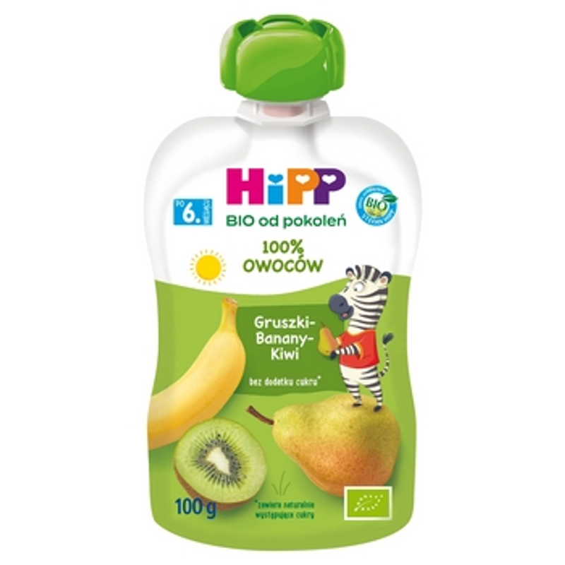 HiPP BIO od pokoleń, Gruszki-Banany-Kiwi, po 6. m-cu, 100 g