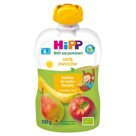 HiPP BIO od pokoleń, Jabłka-Gruszki-Banany, po 6. m-cu, 100 g