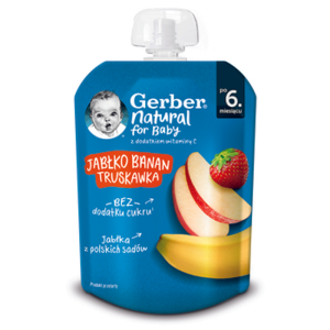 Gerber Deserek w tubce jabłko banan truskawka po 6 miesiącu 80g