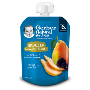 Gerber Deserek w tubce gruszka suszona śliwka po 6 miesiącu 80g