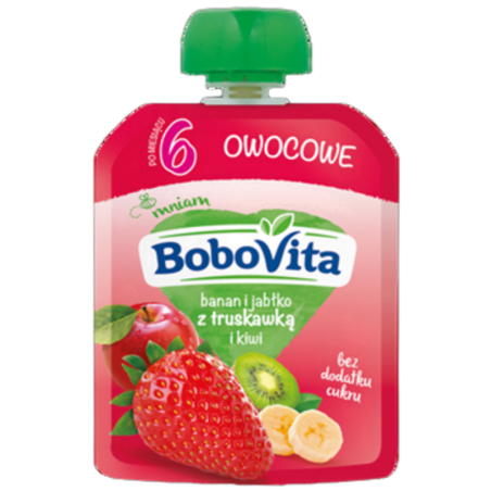 BoboVita Banan jabłko truskawki i kiwi po 6 miesiącu 80g