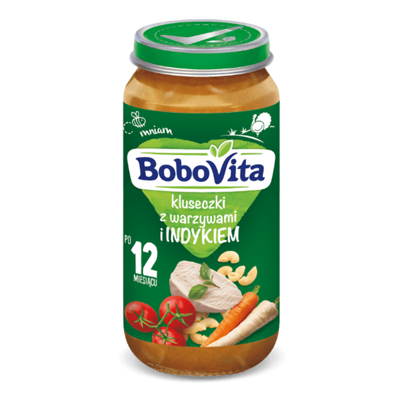 BoboVita Kluseczki z warzywami i indykiem po 12 miesiącu 250 g
