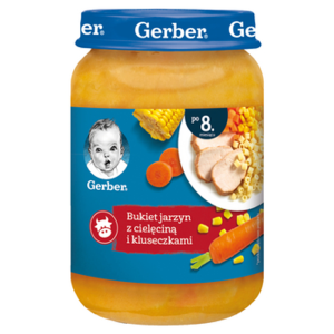 Gerber Obiadek Bukiet jarzyn z cielęciną i kluseczkami po 8 miesiącu 190 g