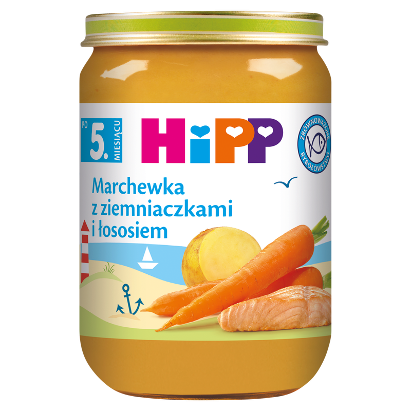 HiPP, Marchewka z ziemniaczkami i łososiem, po 5. m-cu, 190 g