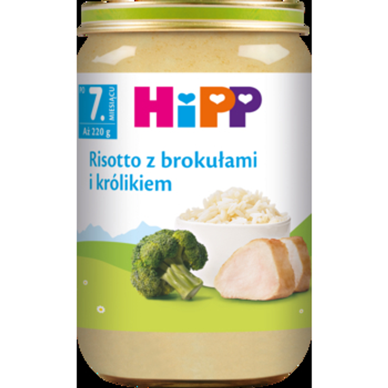 HiPP, Risotto z brokułami i królikiem, po 7. m-cu, 220 g
