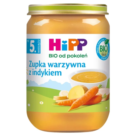 HiPP BIO od pokoleń, Zupka warzywna z indykiem, po 5. m-cu, 190 g