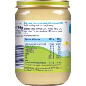 HiPP, Potrawka z ziemniaczkami i królikiem, po 5. m-cu, 190 g