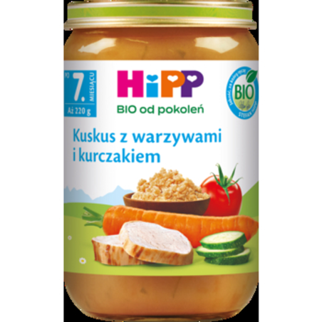 HiPP BIO od pokoleń, Kuskus z warzywami i kurczakiem, po 7. m-cu, 220 g