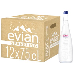 EVIAN woda mineralna gazowana szkło 750ml X12