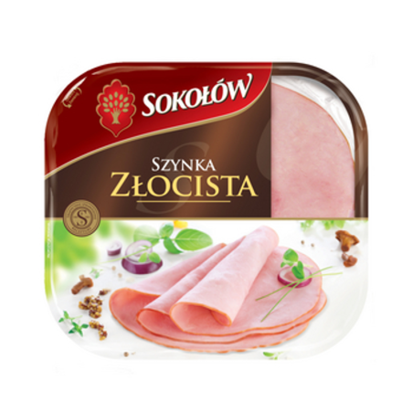 Szynka złocista plastry 148 g Sokołów
