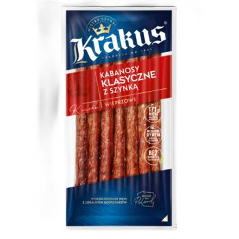 Kabanosy klasyczne z szynką 180 g Krakus