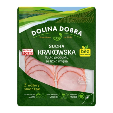 Krakowska bez konserwantów w plastrach 90g Dolina Dobra