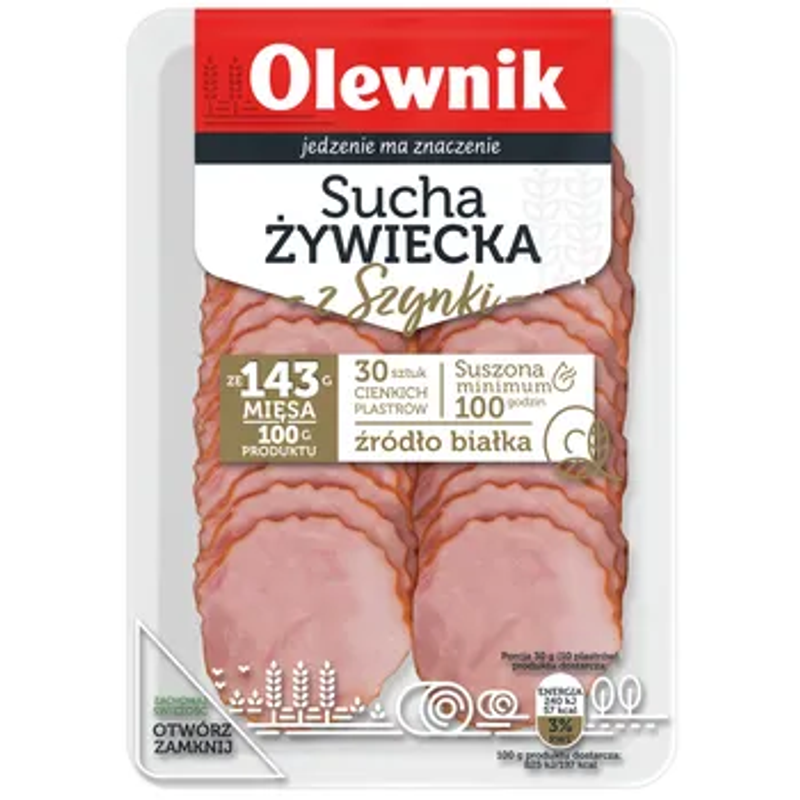 Sucha żywiecka z szynki 80g plastry Olewnik