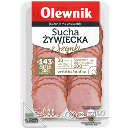 Sucha żywiecka z szynki 80g plastry Olewnik